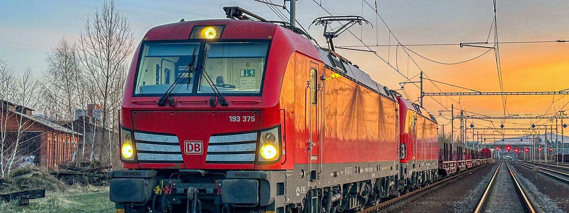 red cargo locomotive