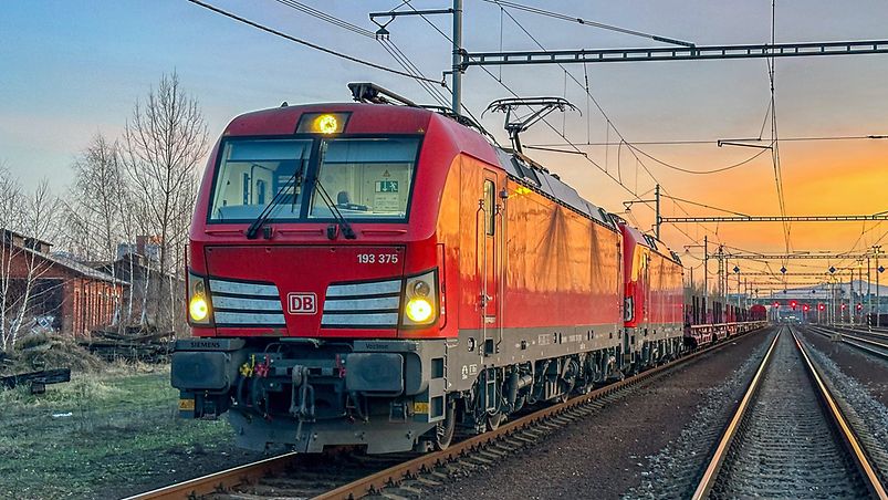 red cargo locomotive