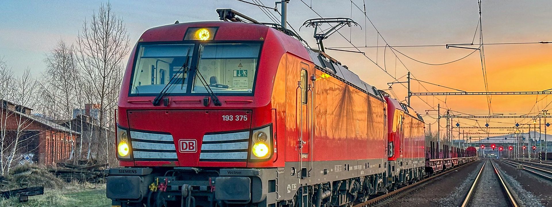 red cargo locomotive